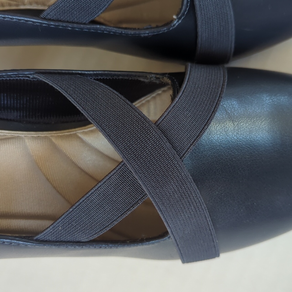 Easy Street Zaylee Faux Leather Criss Cross Strappy Slip On Heels 10M Blue - Picture 8 of 16